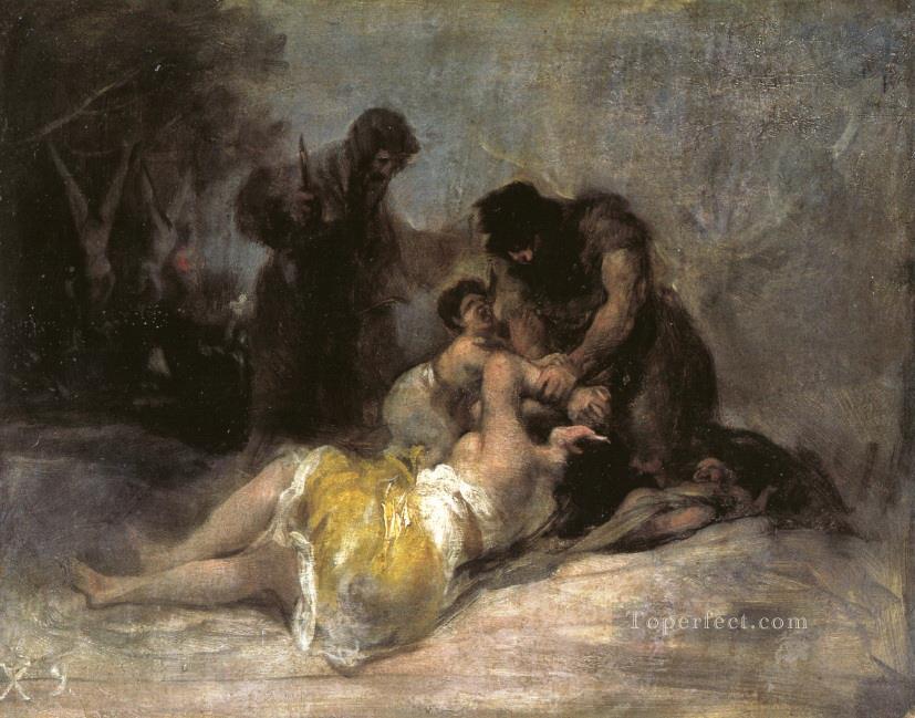 Escena de la violación y el asesinato de Francisco de Goya. Pintura al óleo